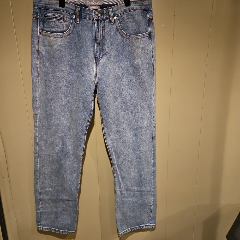Paulo Solari Modern Fit Jeans, Mens, Size 36W x 32L, Medium-Wash,  Relaxed Fit